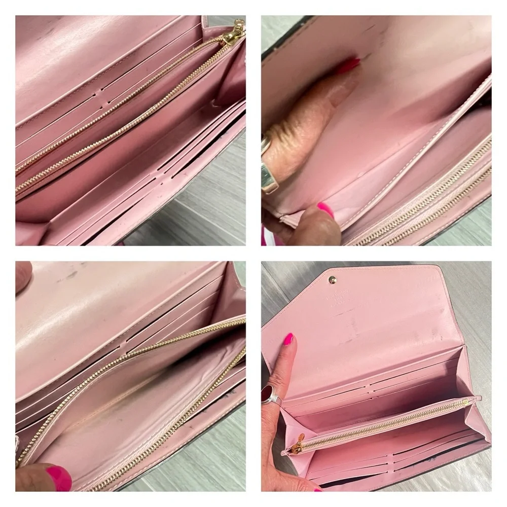 Louis Vuitton Monogram Vernis Portefeuille Sarah Long Wallet Rose Pink Authentic